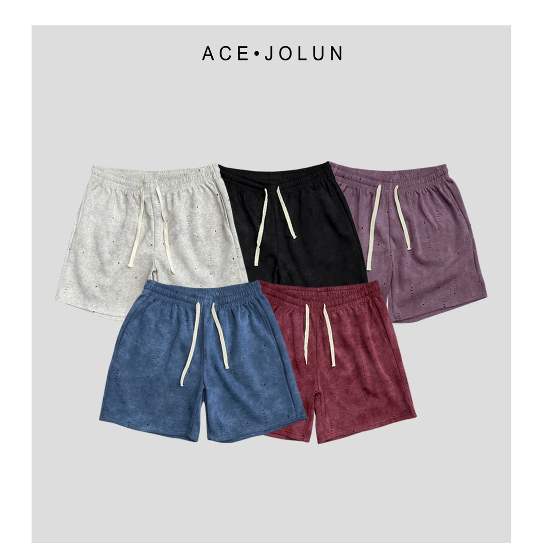 【破洞扎染】短裤夏季轻奢重磅高棉感亲肤四分裤休闲男女宽松运动