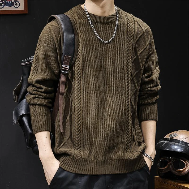 MR.MUDI/穆迪先生重磅粗线毛衣男秋冬款2025新款保暖圆领打底大码