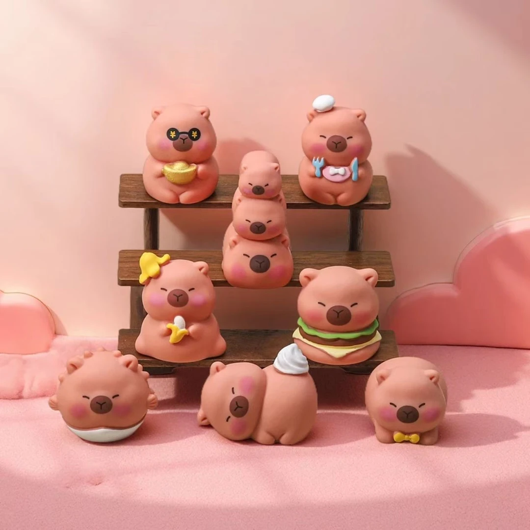 【直播拆】新款食玩卡皮巴拉DIY装饰品桌面摆件
