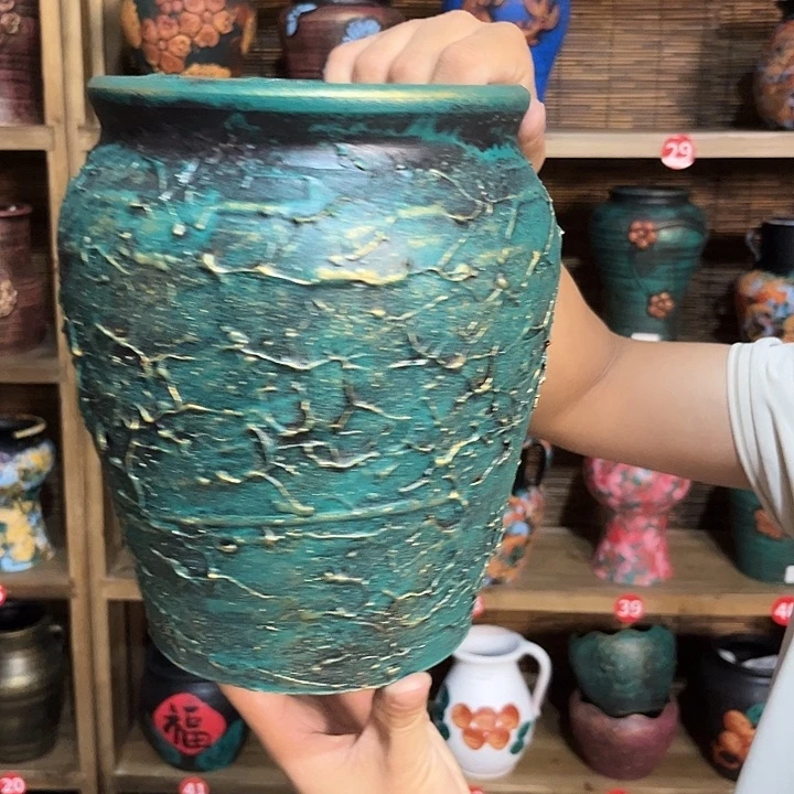 红陶浮雕花盆炸炸炸