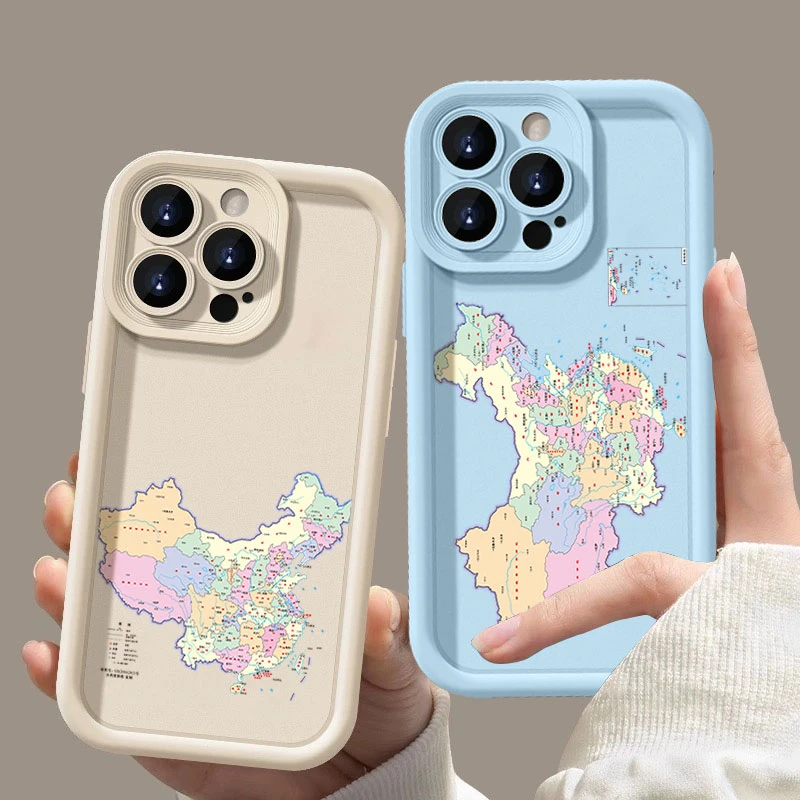 中国地图适用iphone16苹果手机壳15promax金刚砂1413全包1211