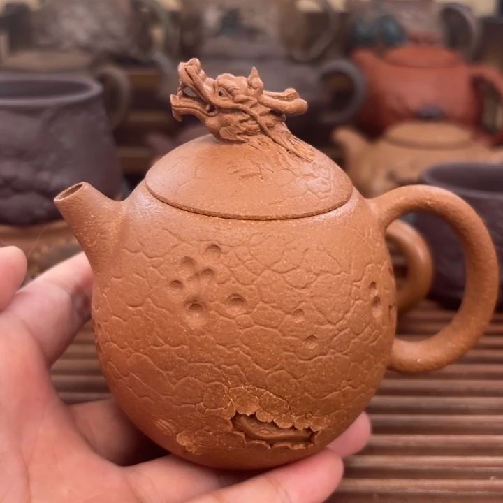 紫砂茶壶龙蛋原矿黄降坡200c