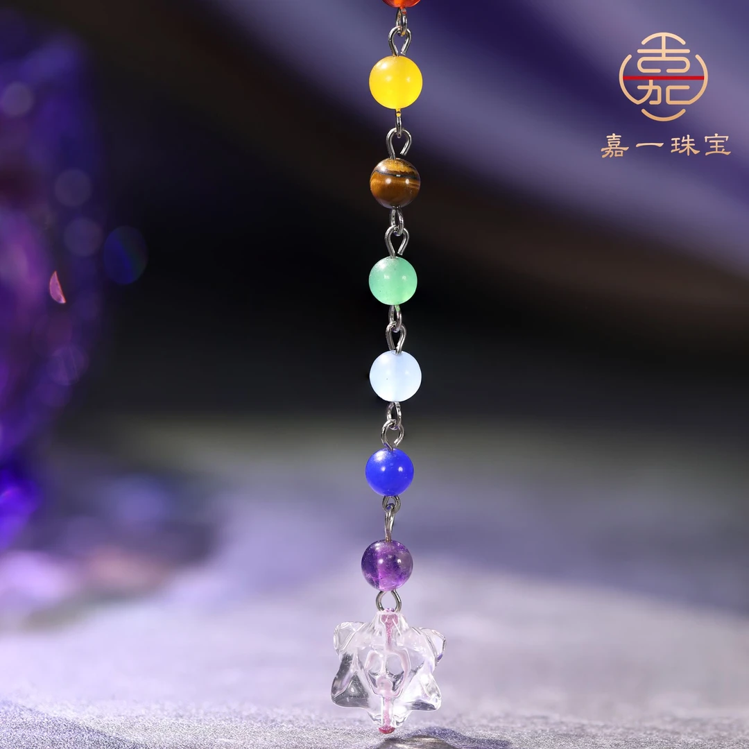 【嘉一珠宝】天然水晶梅尔卡巴多宝手机挂件-CC0684