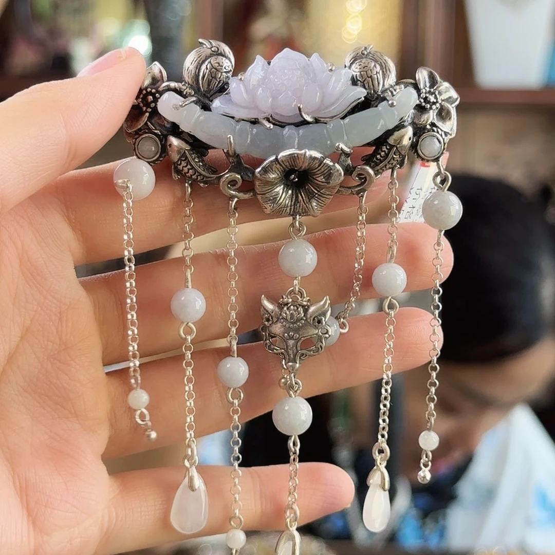 翡翠银S925镶嵌发饰