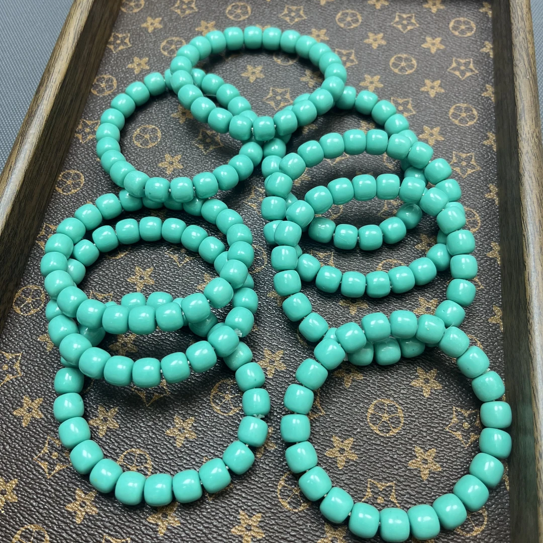 非金属珐琅吊坠 松松蓝色1.0桶珠 手串 H163