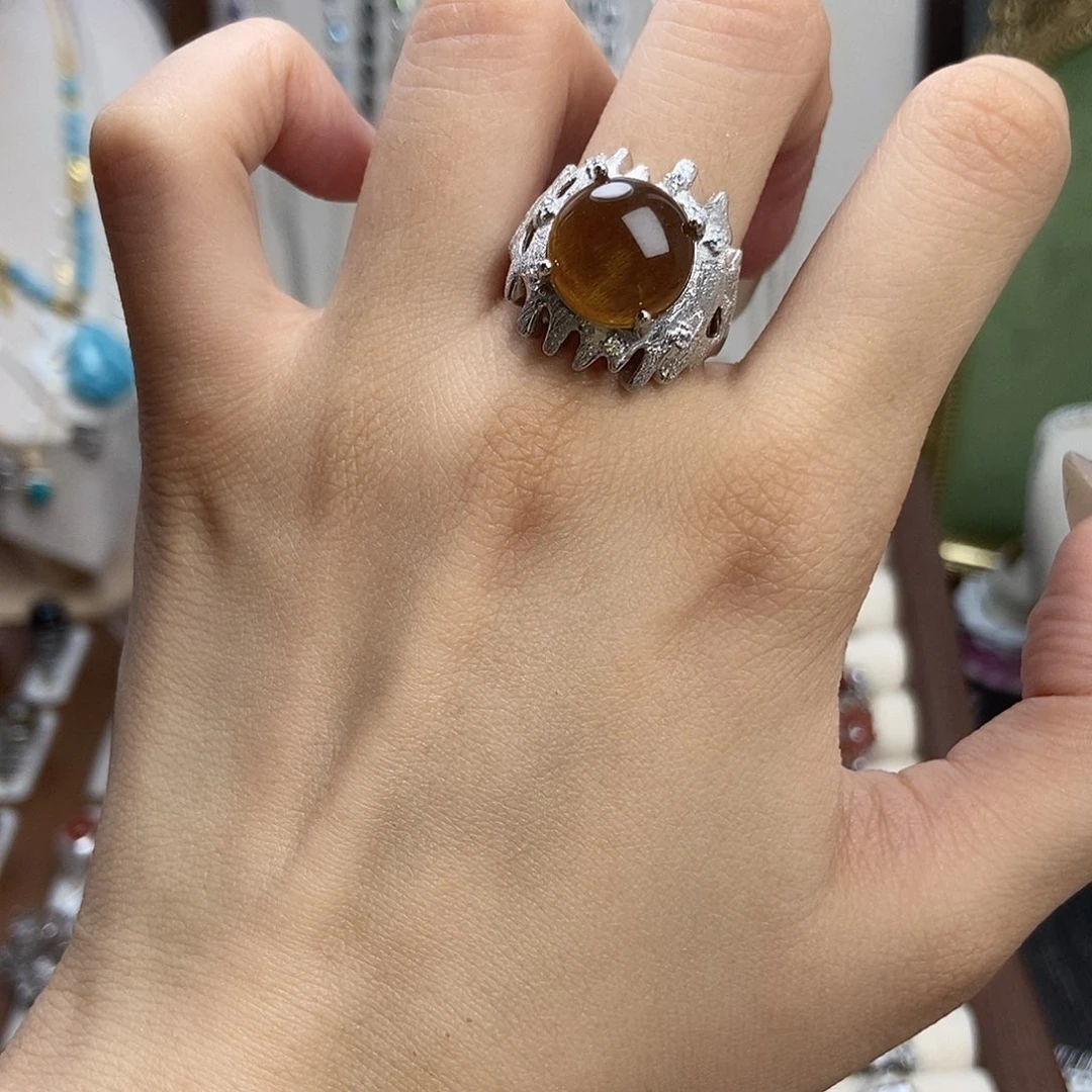 神***经水晶戒指银S925镶嵌金骨干