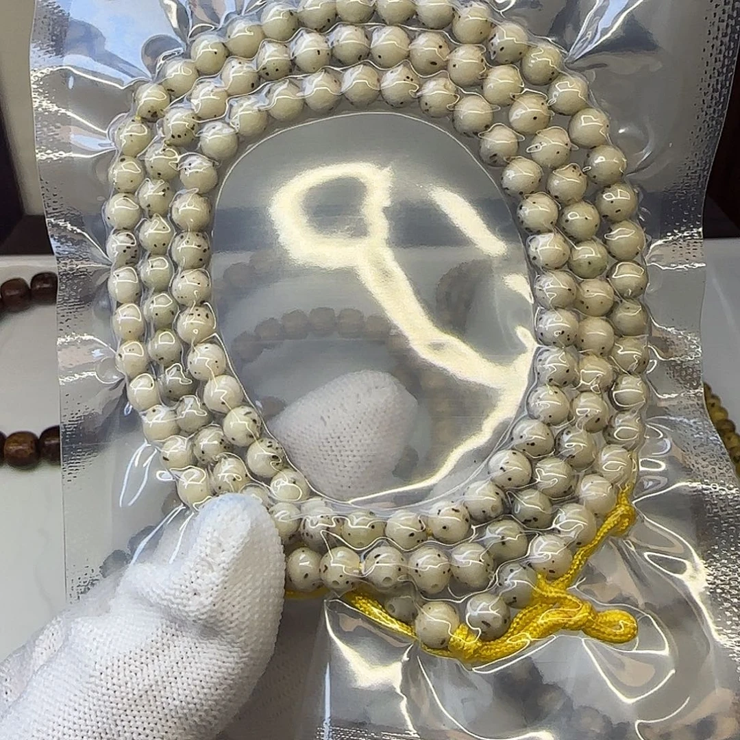 手串星月菩提卡6正圆绿包白糯冰细星