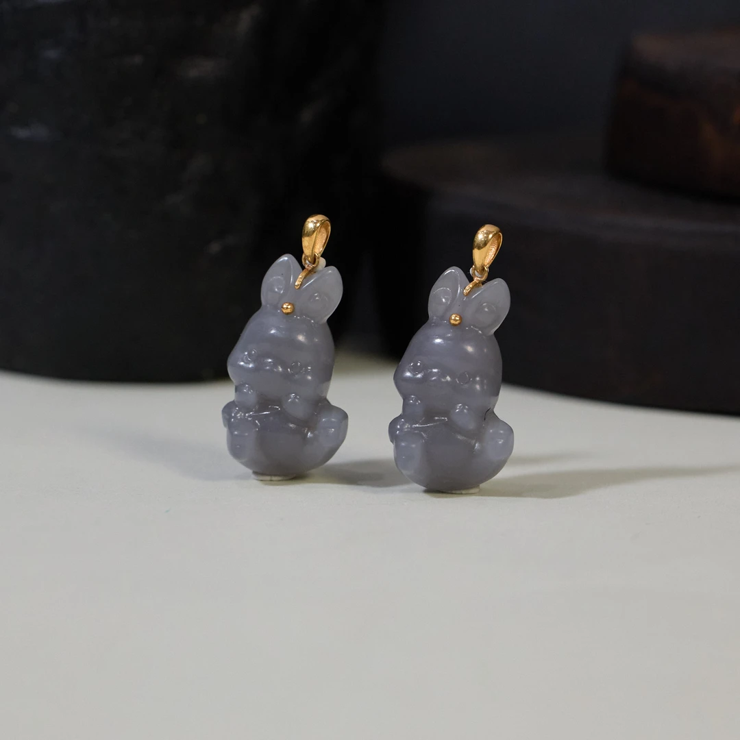 【歪歪】烟紫兔子吊坠*18K金镶嵌（多样性发一）X-J3737