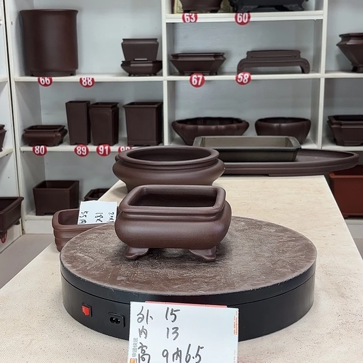 紫砂花盆束口四方