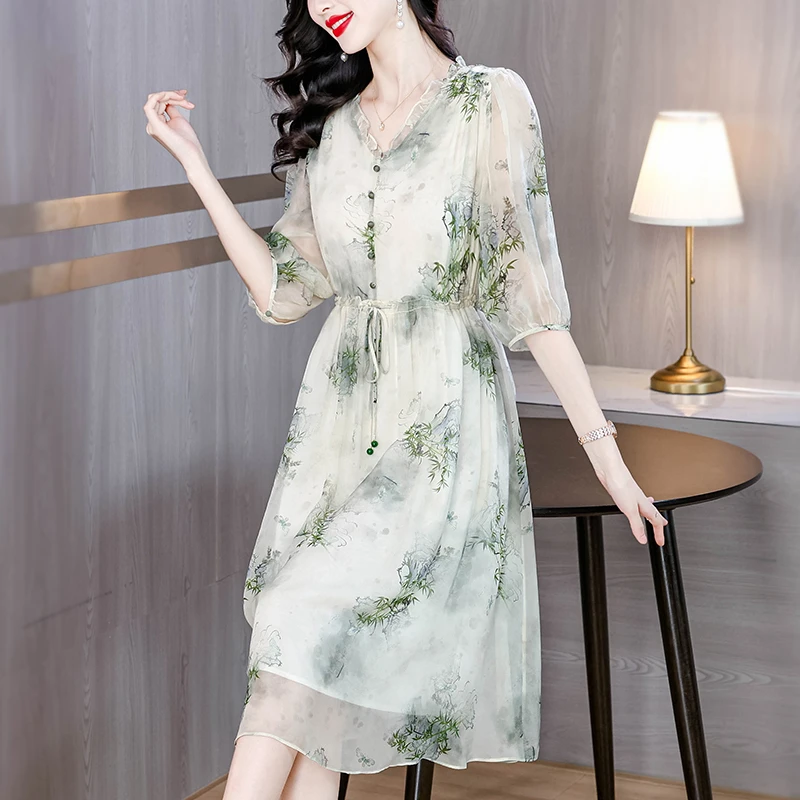 气质女装连衣裙收腰夏季显瘦2025新款高端长裙