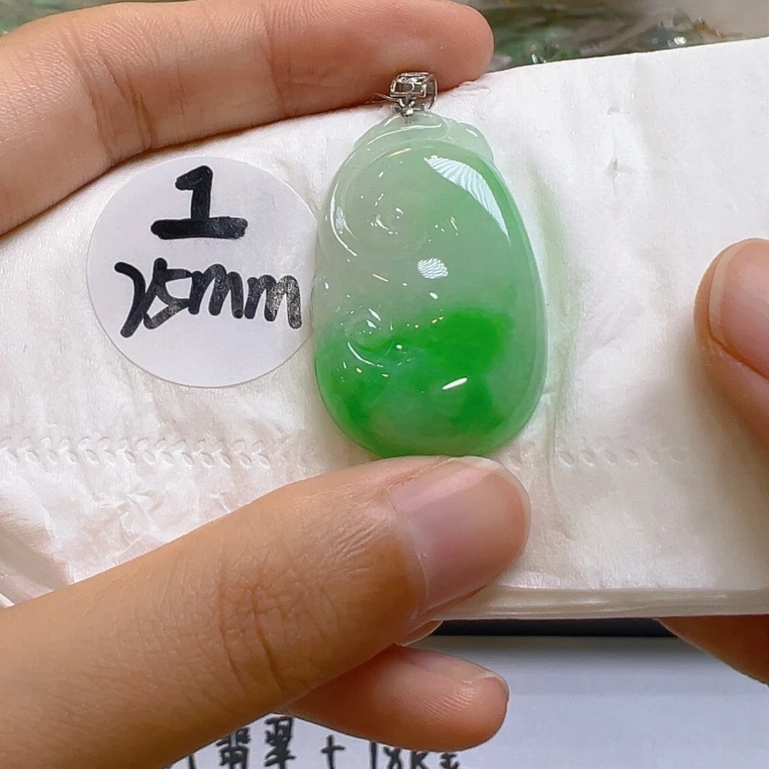 翡翠18K金镶嵌吊坠(不含链)翡翠