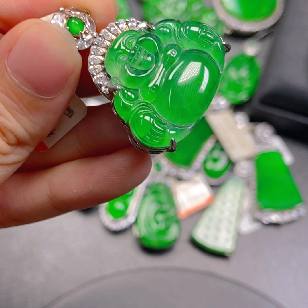 翡翠银S925镶嵌吊坠(不含链)