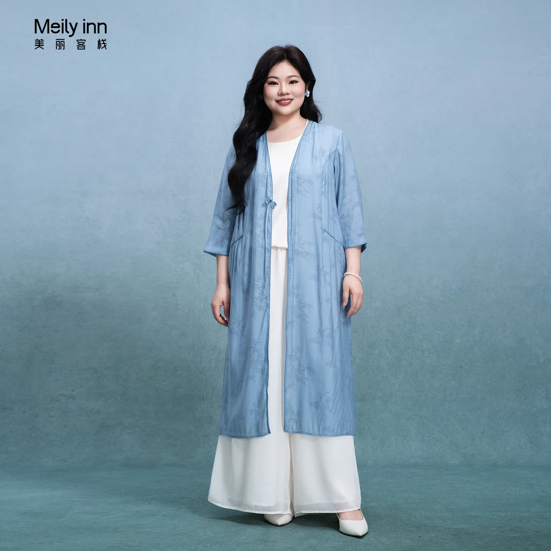 美丽客栈原创高端大码女装胖mm200斤加肥加大新中式秋季开衫长款