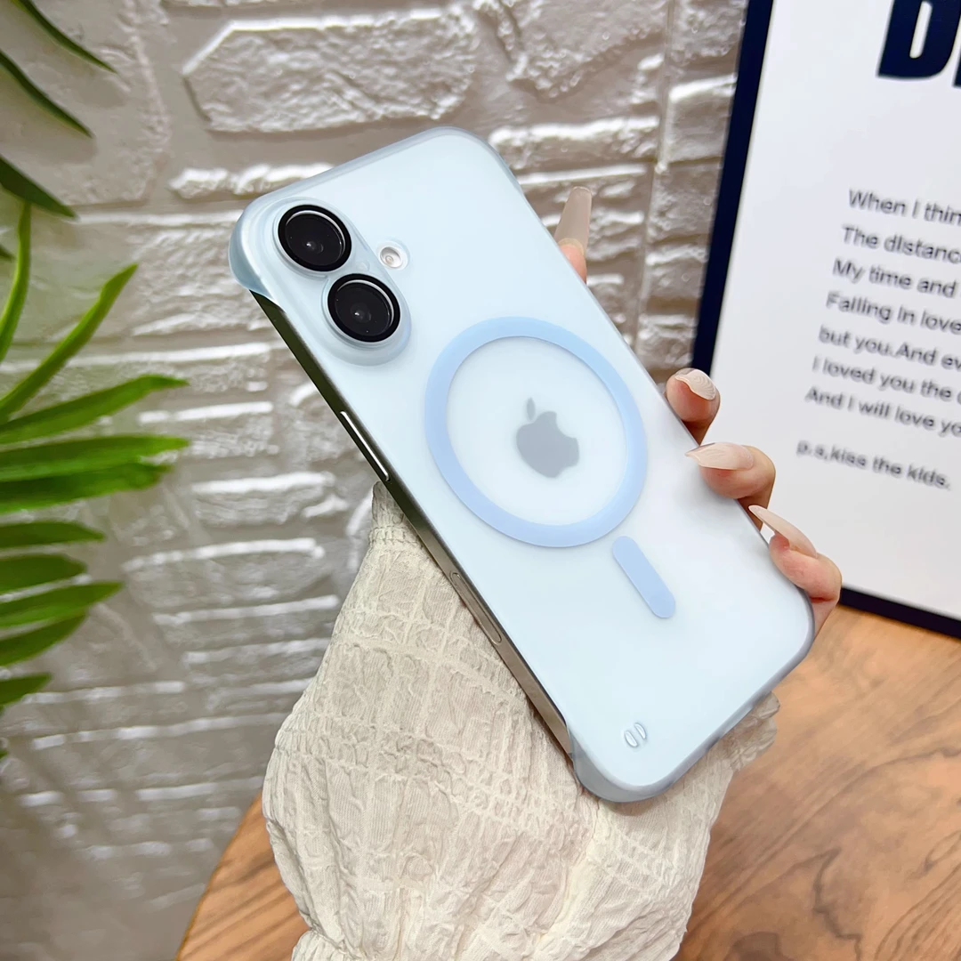 冰雾无边框磁吸手机壳适用IP15promax带镜头膜14pro苹果14/13