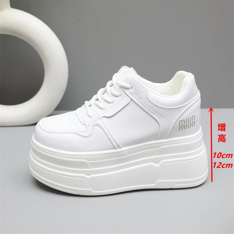 厚底小白鞋女鞋12cm2025新松糕鞋内增高10cm白色板鞋小个子休闲鞋