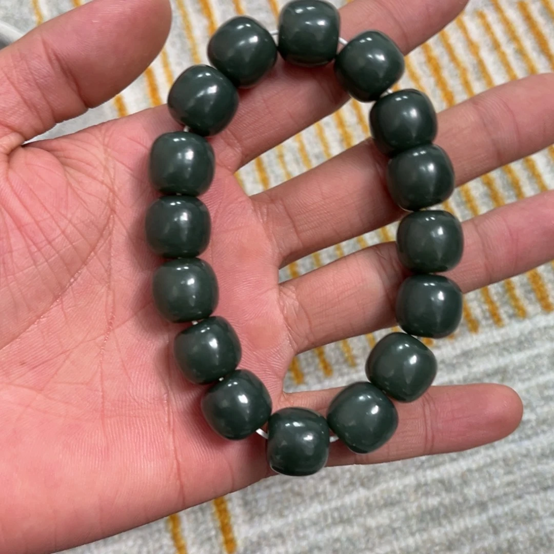 和田玉手链未镶嵌～****~纯天然新疆和田玉且末蓝14mm