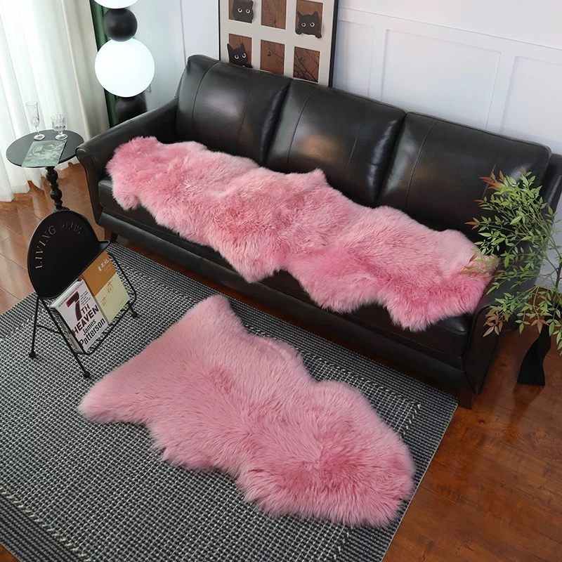 纯羊毛皮毛防滑一体沙发垫飘窗垫汽车坐垫卧室床毯长毛绒毛毯真皮
