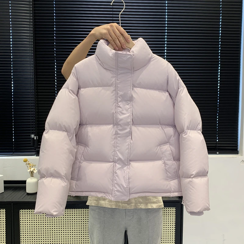 叁个黄新国标95白鸭绒短款立领韩版宽松加厚羽绒服女反季大清仓