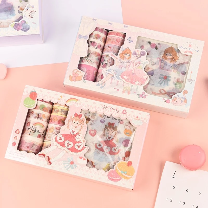 ins手帐贴纸胶带素材包套装礼盒学生卡通可爱和纸胶带少女diy装饰