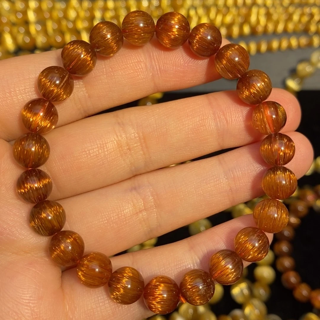 珠宝半成品水晶未镶嵌红铜发晶手串