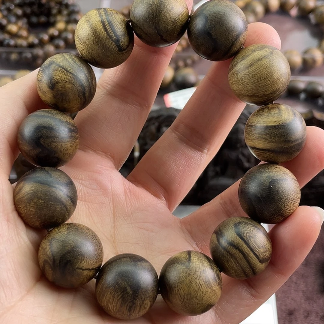 林***步沉香手串越南芽庄白棋虎斑留疤