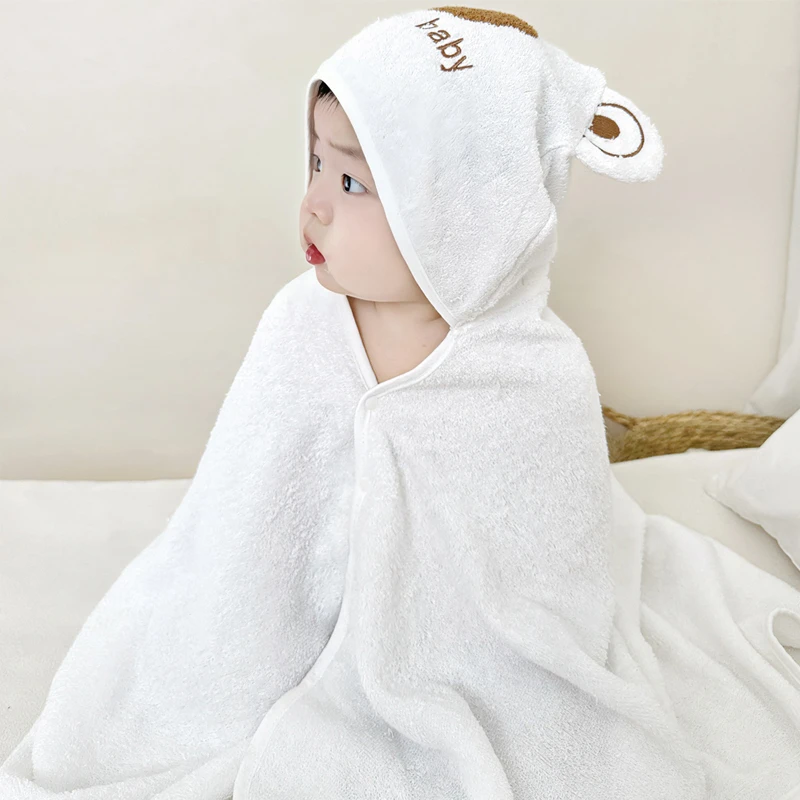 新生儿浴巾宝宝带帽浴袍儿童竹纤维毛巾初生儿抱毯柔软吸水洗澡巾