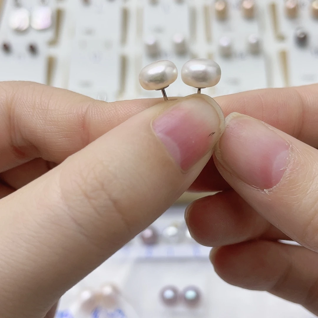 大***许淡水珍珠耳饰银S925镶嵌