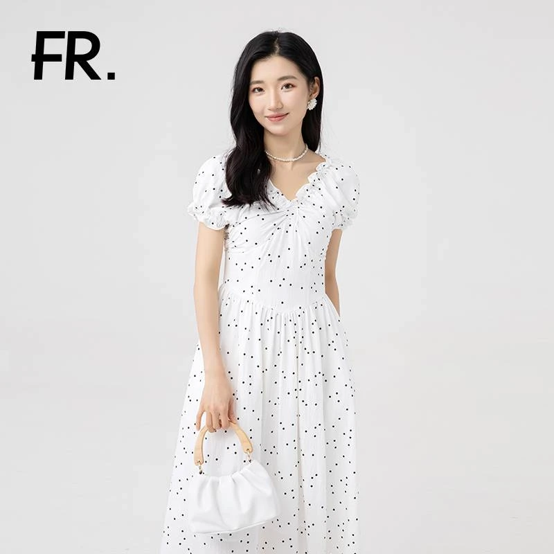 凡人优品女士夏季波点连衣裙I326