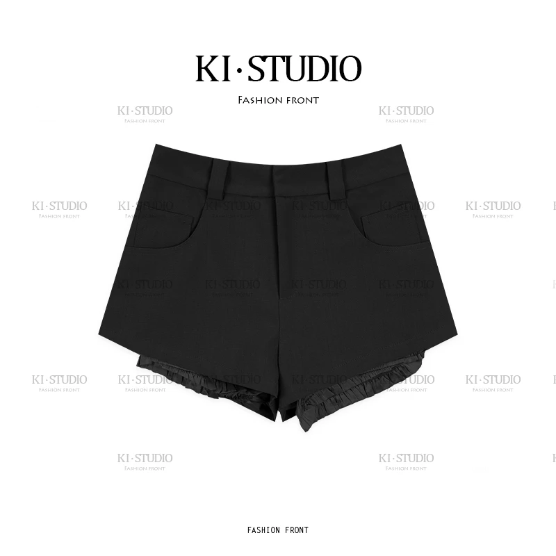 拼接短裤女夏季新款弹力外穿百搭显瘦高腰休闲裤KK-1192