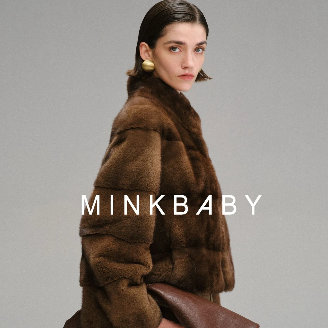 【貂宝-COCO】进口水貂皮草女外套秋冬立领全挖削横排休闲时尚短款