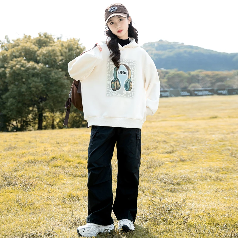 女童秋装卫衣2025新款春秋款中大儿童装洋气韩版宽松连帽休闲上衣