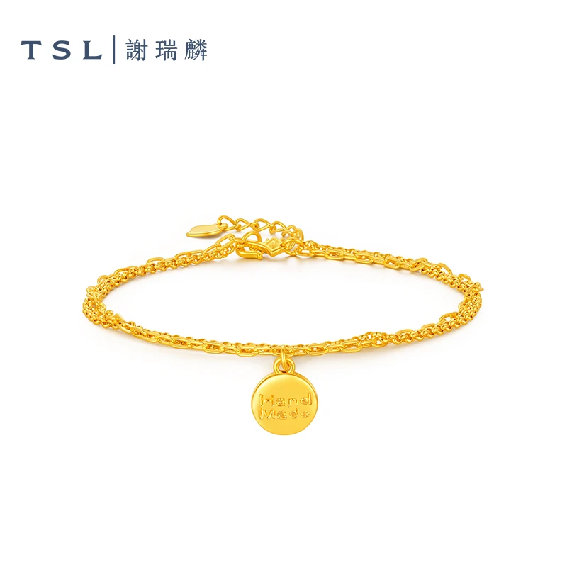 TSL/谢瑞麟计价足金999手工吊牌双链女款黄金手链新款送女友礼物