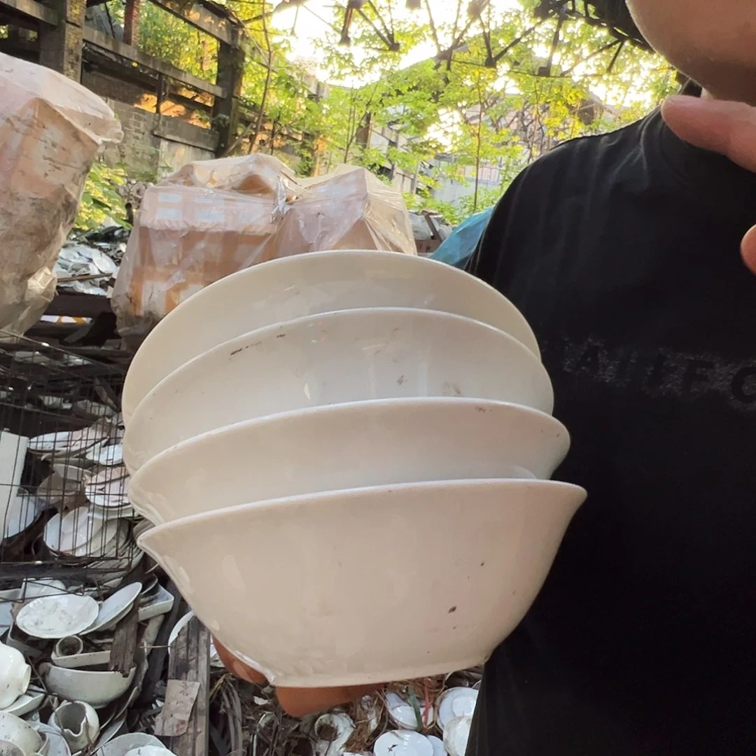 瓷片景德镇陶瓷老白胎7寸反口面碗4只