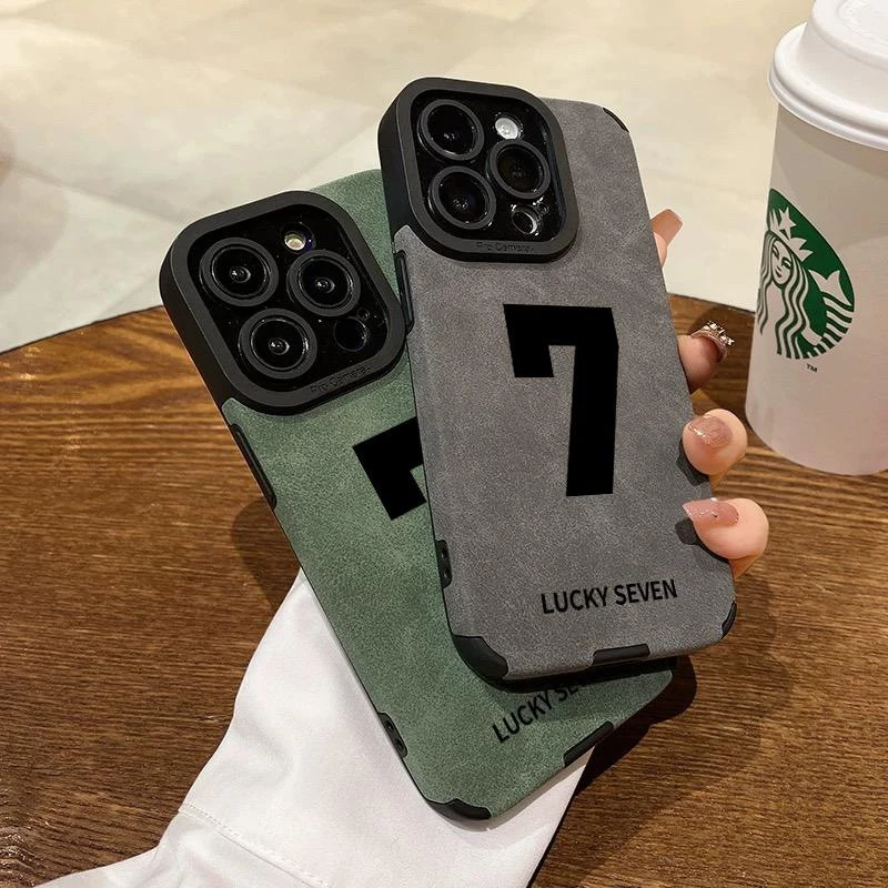 适用iPhone16ProMax手机壳幸运数字7苹果15/14防摔13/12磨砂软套