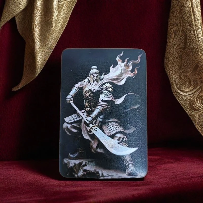 和田玉新款彩雕关公关二爷吊坠家用摆件关羽玉石双面雕3*5cm