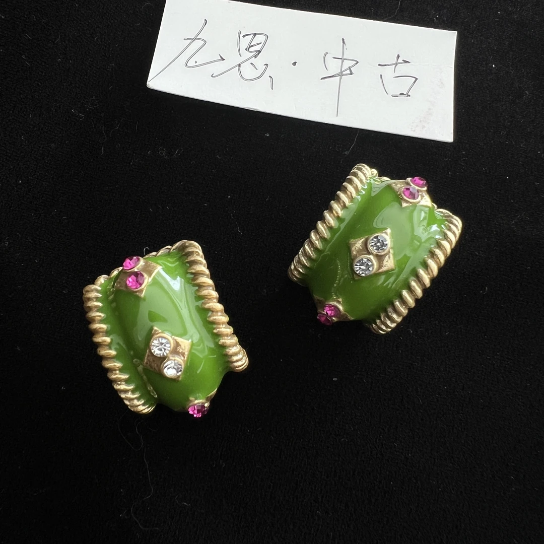 铜合金珐琅仿水晶耳饰 铜合金亚克力耳饰 复古轻奢风高级感精致