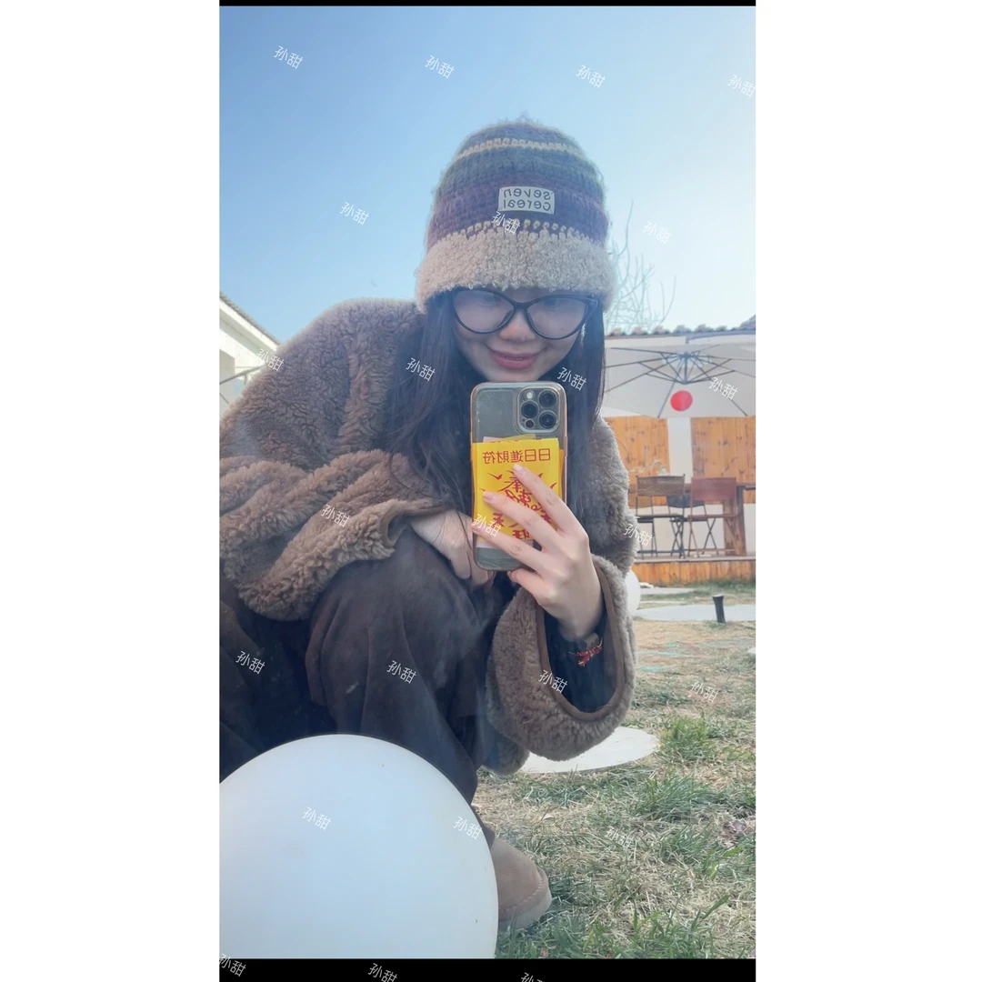 【孙甜】冬日100%羊毛复合麂皮绒两面穿皮毛外套女毛毛上衣