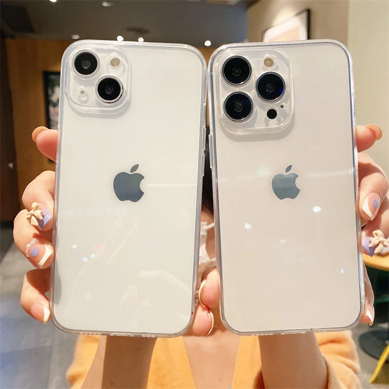 高级感纯色透明适用13promax苹果15透明手机壳iPhone16个性14防摔