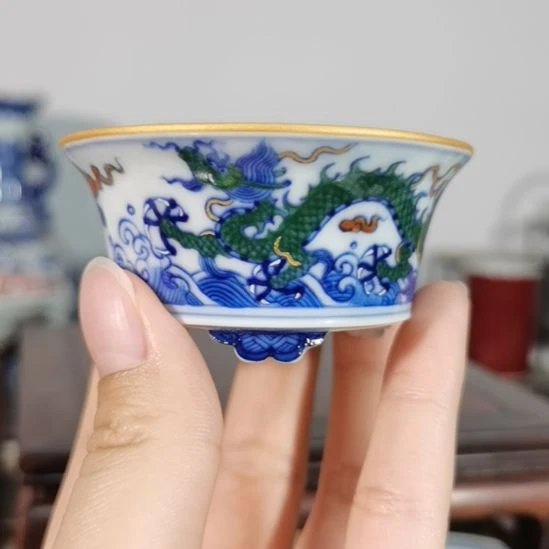 冬***）全手工手绘釉盆大德堂