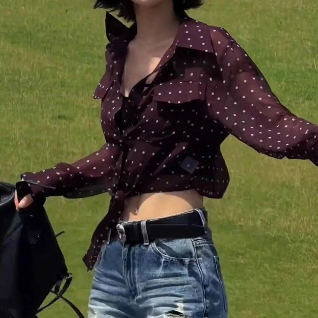 漂亮上衣洋气高级感减龄时尚波点衬衫女夏气质长袖女款小衫高贵