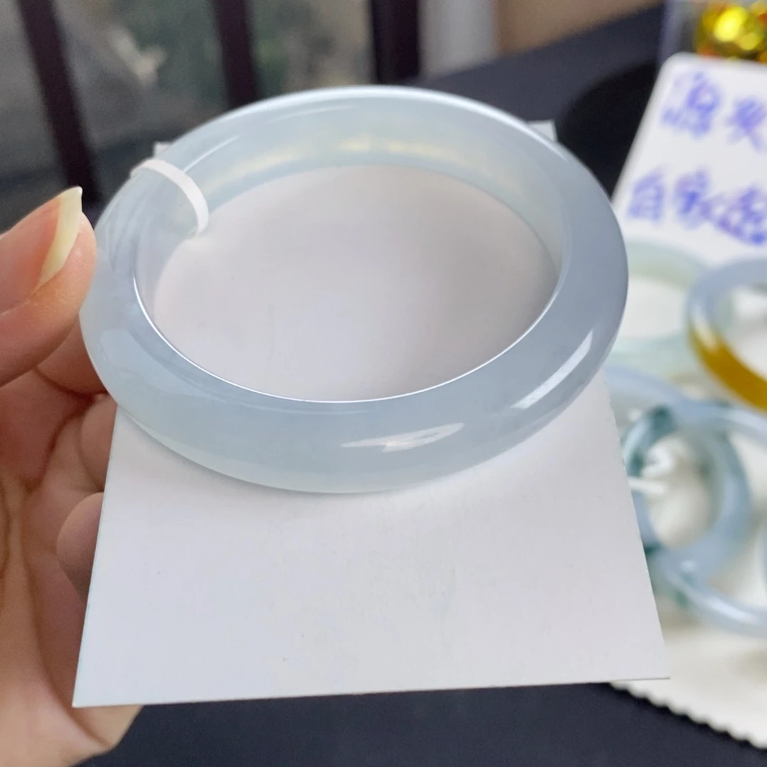 翡翠未镶嵌手镯冰川蓝52:6
