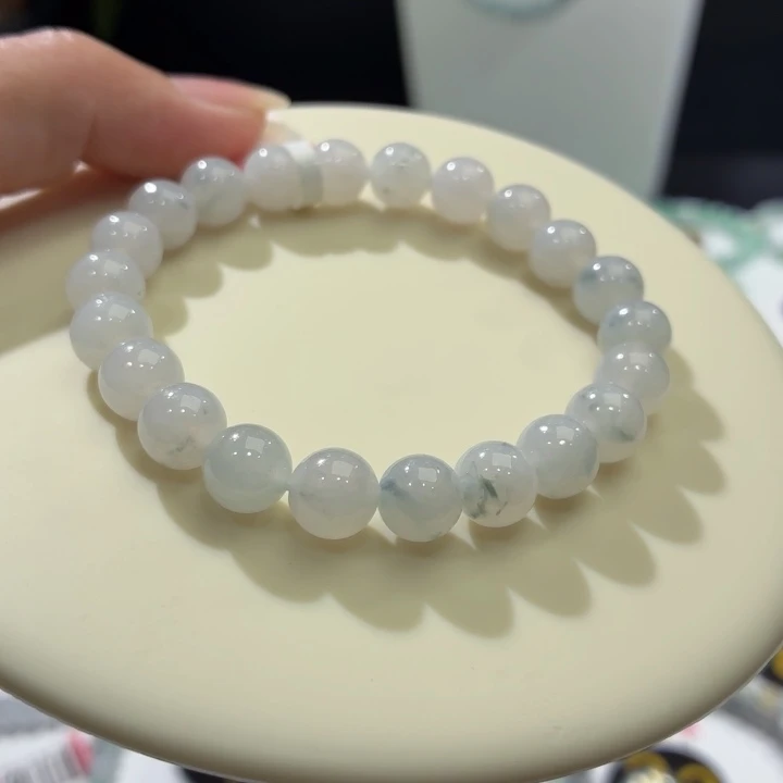 手链翡翠未镶嵌冰胶飘蓝花卡8.4