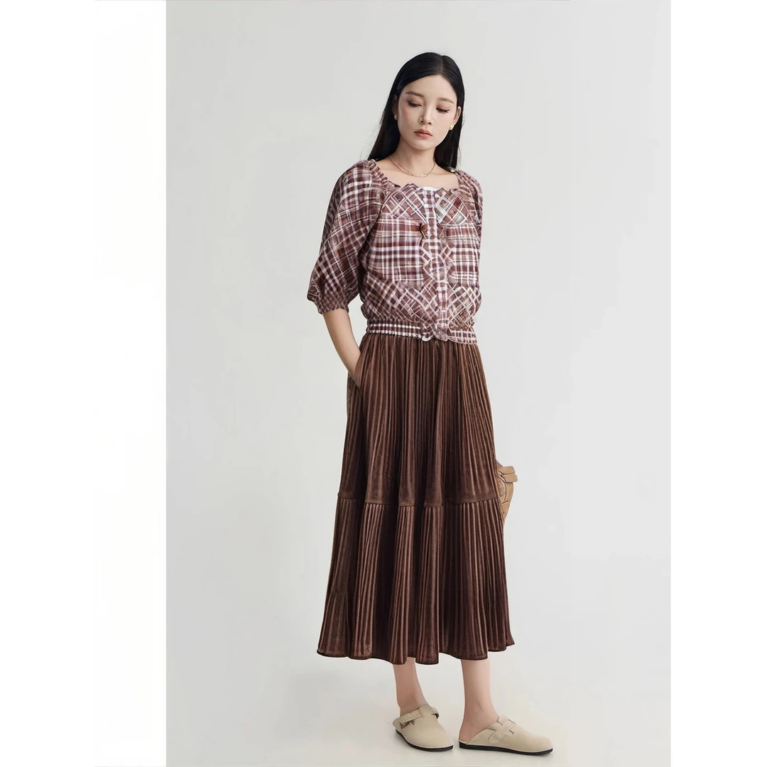 Basic House/百家好短款方领女士休闲衬衫 BJ2017-HVBL327AWN