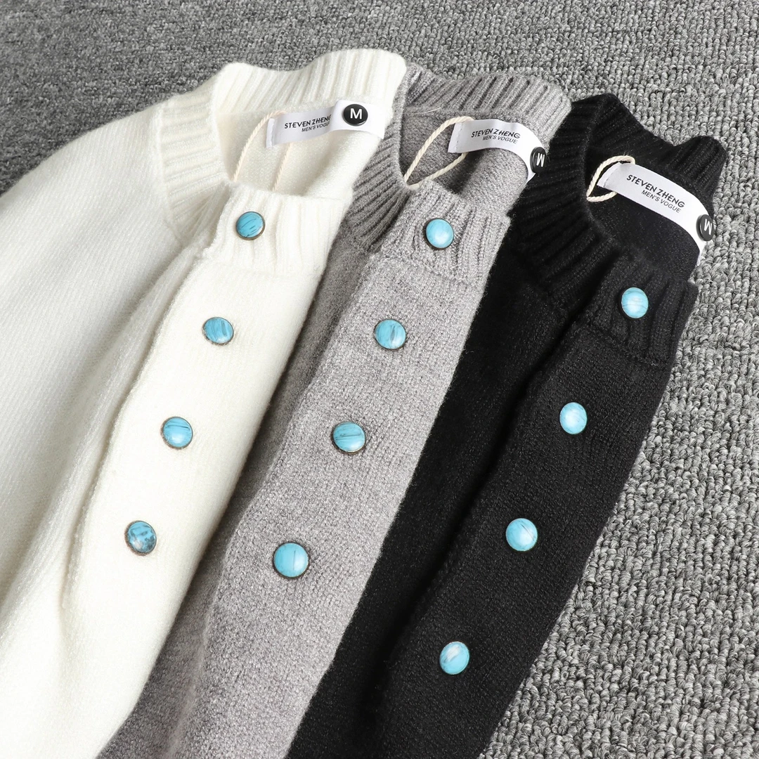 仓石一树2025秋冬新款亨利领轻奢潮流男士毛衣软糯保暖长袖针织衫