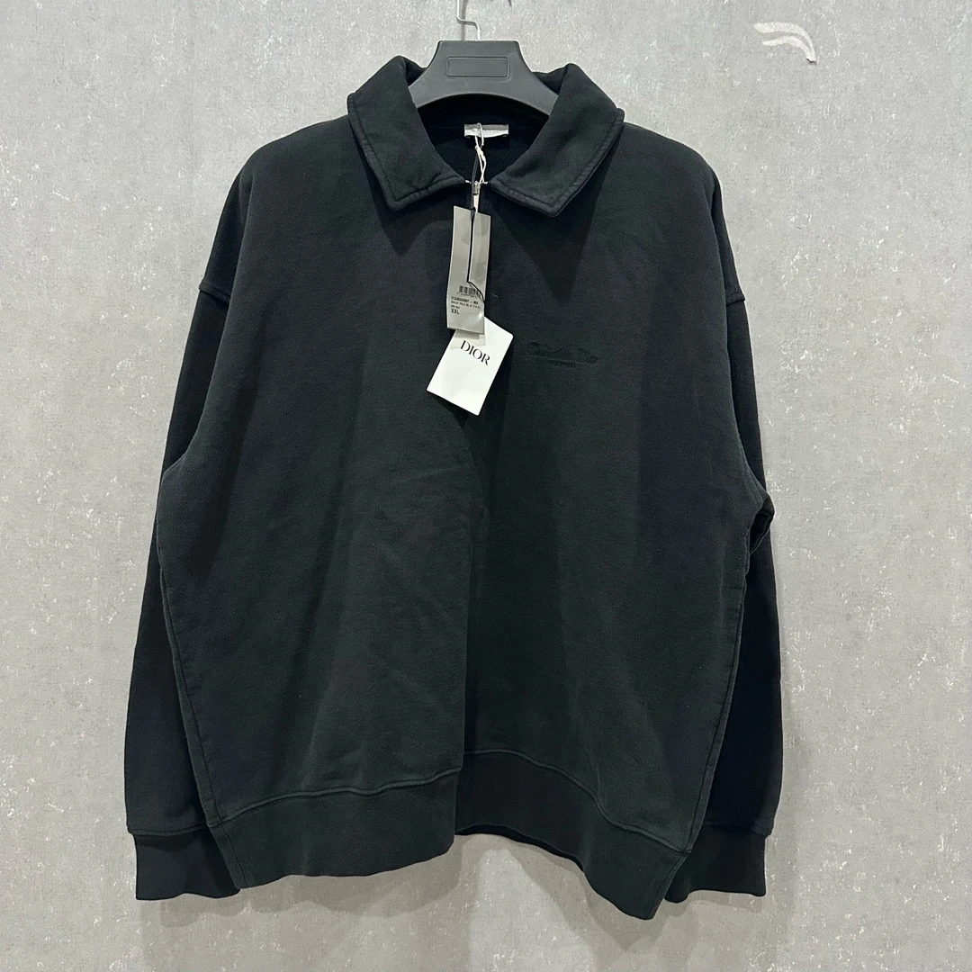未使用 DIOR/迪奥 黑色刺绣logo半拉链卫衣 XXL码005844