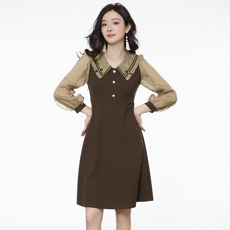 F041复古学院风中裙连衣裙专柜折扣女装2025春51HH0A0041