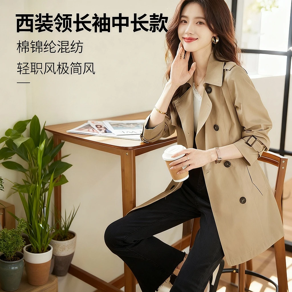 沫晗依美2025秋季新款英伦风高端大气时尚百搭气质外套风衣女A013