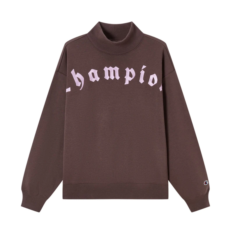 Champion冠军23秋冬新款刺绣logo半高领加绒保暖卫衣红色百搭女士