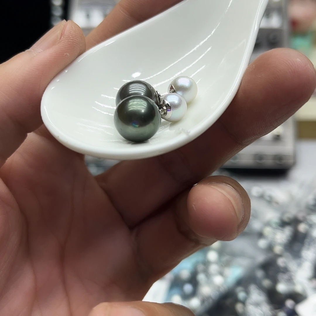 银S925镶嵌耳饰海水珍珠