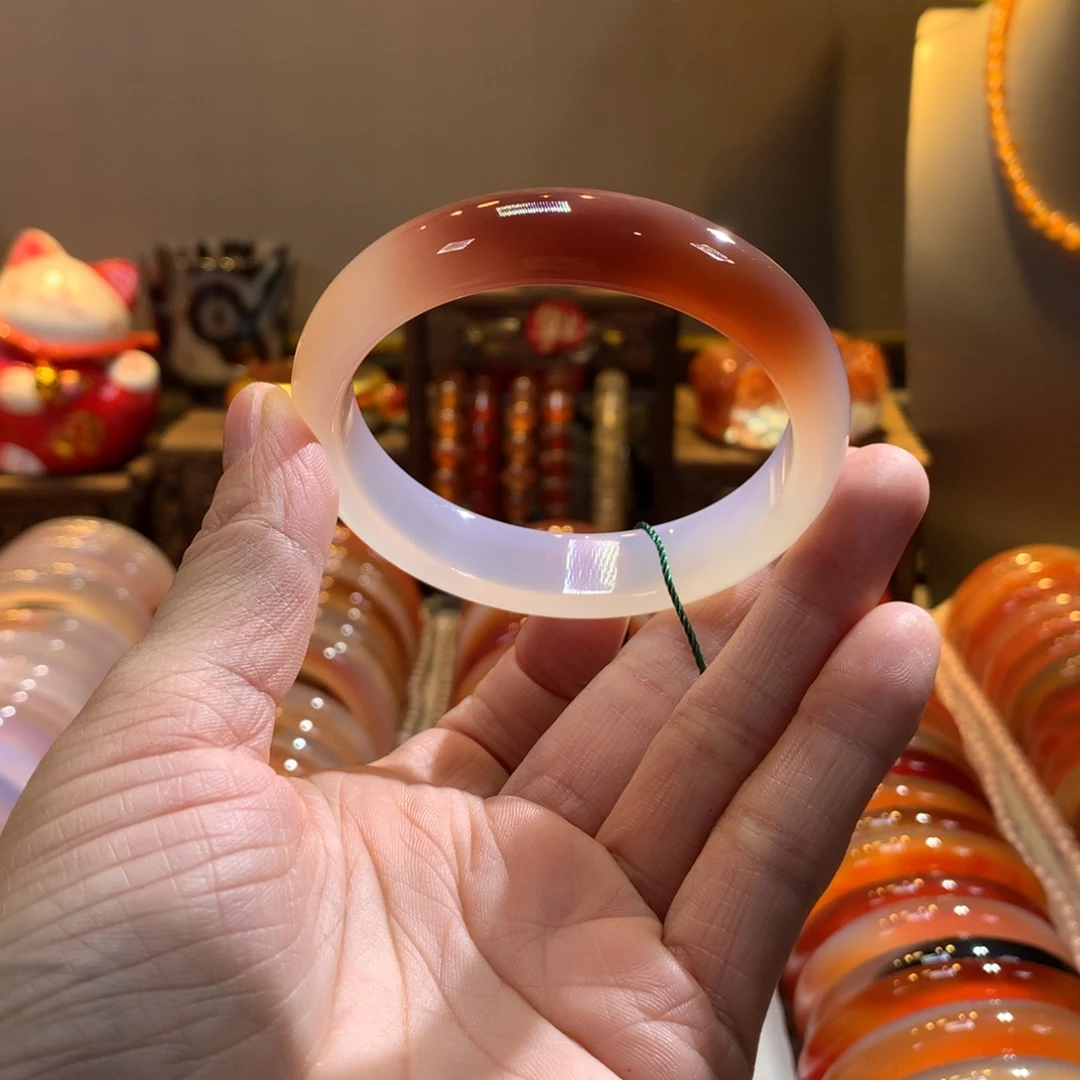 玛瑙/玉髓未镶嵌手镯38号紫粉